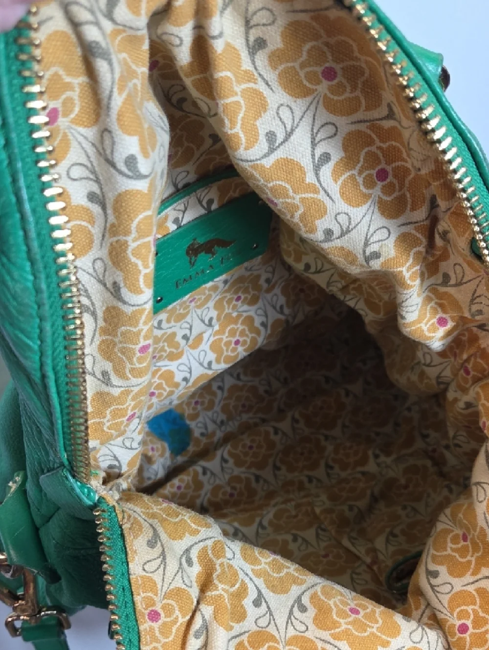 Emma Fox Green Leather Satchel with Gold Hardware - Picture 9 of 11